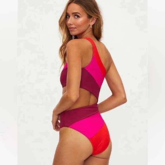New! Beach Riot Joyce swimsuit be mine colorblock 24385 - Picture 2 of 8